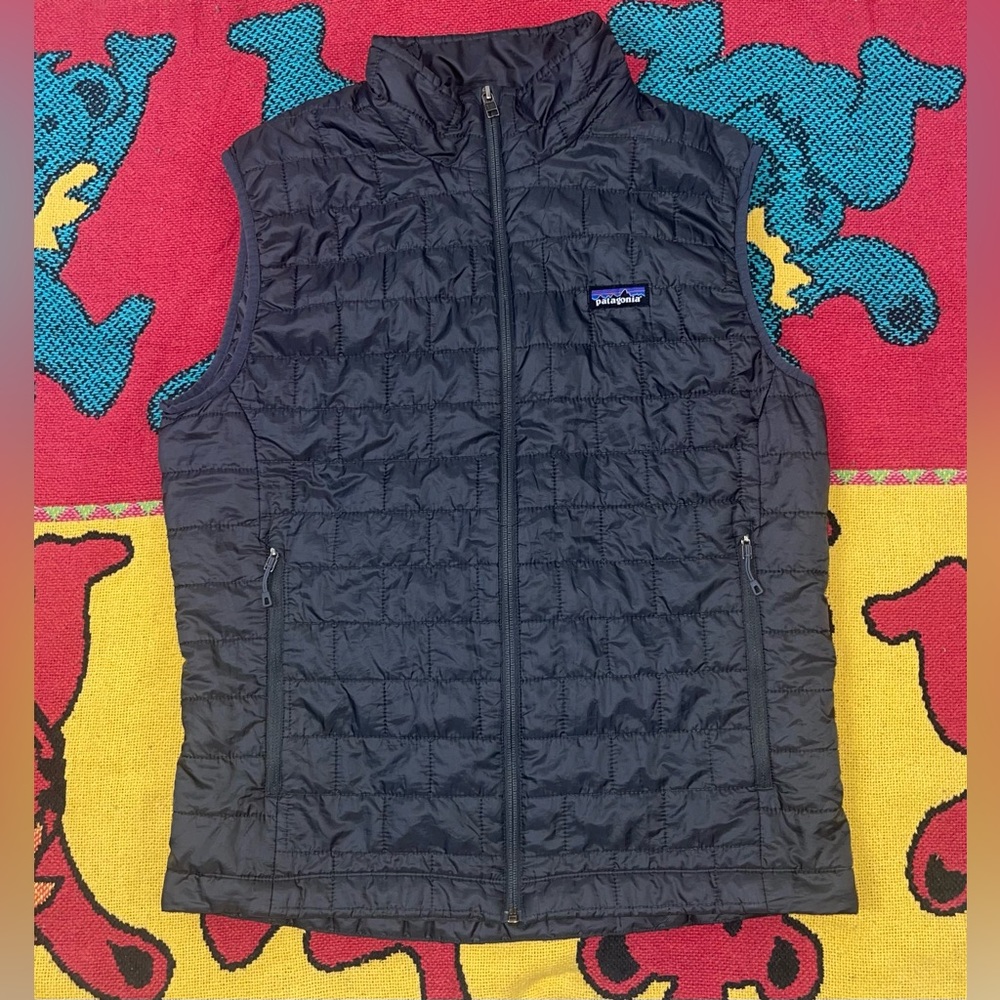 Patagonia Nano Quilted Primaloft SZ M Black Mens Vest